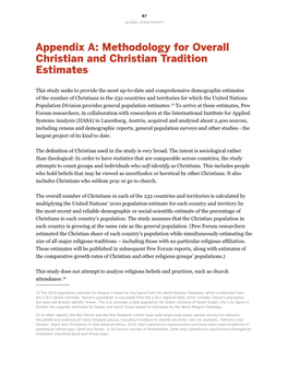 Appendix A: Methodology for Overall Christian and Christian Tradition Estimates