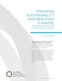 Ensuring Sustainability and Reducing E-Waste: Networked Solutions for the Electronics Industry