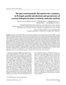 The Pine Wood Nematode, Bursaphelenchus Xylophilus, In