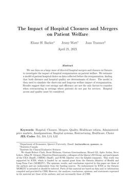 The Impact of Hospital Closures and Mergers on Patient Welfare