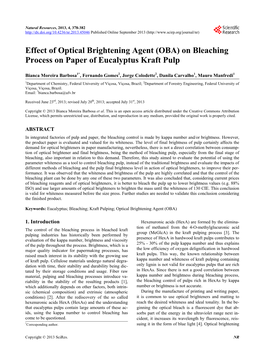 Effect of Optical Brightening Agent (OBA) on Bleaching Process on Paper of Eucalyptus Kraft Pulp