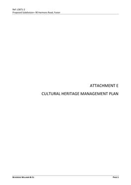 Attachment E Cultural Heritage Management Plan