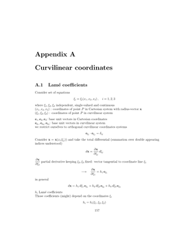 Appendix a Curvilinear Coordinates