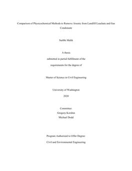 Comparison of Physicochemical Methods to Remove Arsenic from Landfill Leachate and Gas Condensate