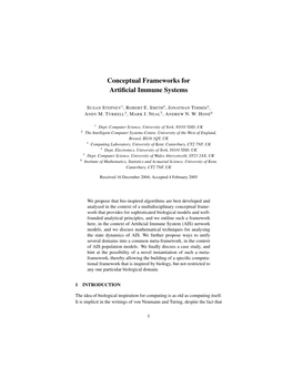 Conceptual Frameworks for Artificial Immune Systems