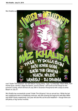 Wiz Khalifa - July 31, 2014