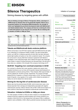 Silence Therapeutics Initiation of Coverage