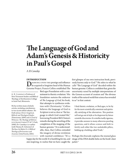 The Language of God and Adam's Genesis & Historicity in Paul's Gospel