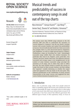 Musical Trends and Predictability of Success in Contemporary Songs in and out of the Top Charts