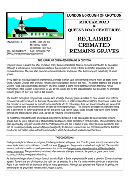 Reclaimed Cremated Remains Graves