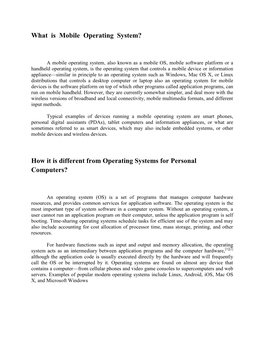 What Is Mobile Operating System? How It Is Different from Operating Systems for Personal Computers?