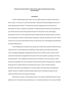 Discovery of Caisson Disease: a Dive Into the Origins of Decompression Sickness Scott Ninokawa