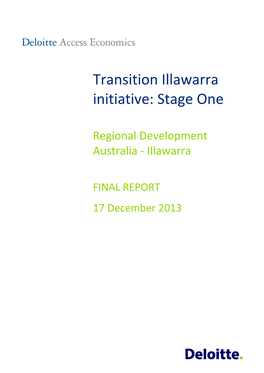 Transition Illawarra Initiative: Stage One