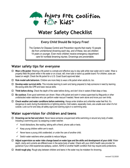 Water Safety Checklist