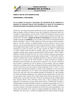 Diário N. 2553 De 30 De Janeiro De 2008 Corregedoria