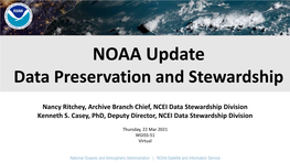 NOAA Update Data Preservation and Stewardship