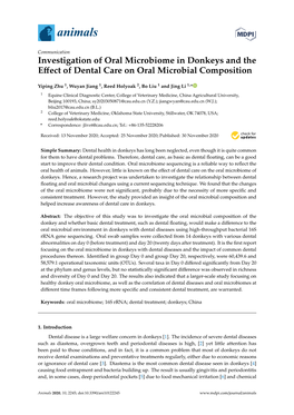 Investigation of Oral Microbiome in Donkeys and the Effect of Dental