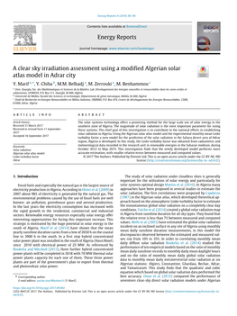 A Clear Sky Irradiation Assessment Using a Modified Algerian Solar Atlas Model in Adrar City Y