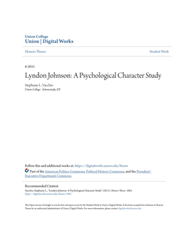 Lyndon Johnson: a Psychological Character Study Stephanie L