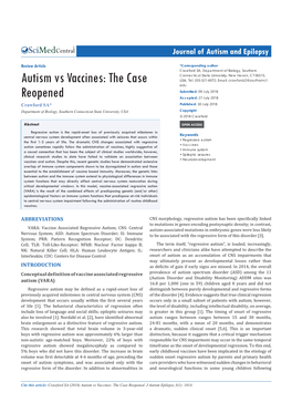 Autism Vs Vaccines: the Case USA, Tel: 203-321-6972; Email