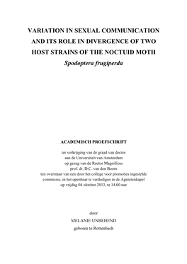 VARIATION in SEXUAL COMMUNICATION and ITS ROLE in DIVERGENCE of TWO HOST STRAINS of the NOCTUID MOTH Spodoptera Frugiperda