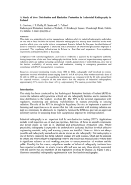 A Study of Dose Distribution and Radiation Protection in Industrial Radiography in Ireland