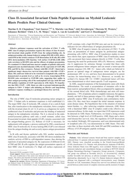 Class II-Associated Invariant Chain Peptide Expression on Myeloid Leukemic Blasts Predicts Poor Clinical Outcome