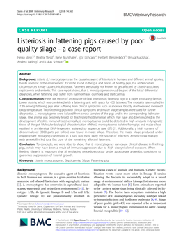 Listeriosis in Fattening Pigs Caused by Poor Quality Silage