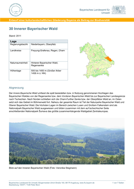 Steckbrief Kulturlanschaftsraum 30 Innerer Bayerischer Wald