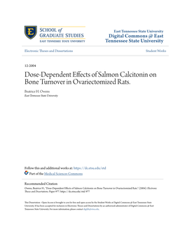 Dose-Dependent Effects of Salmon Calcitonin on Bone Turnover in Ovariectomized Rats