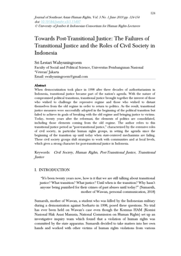 Towards Post-Transitional Justice: the Failures of Transitional Justice and the Roles of Civil Society in Indonesia