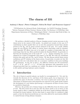 The Charm of 331 Arxiv:2107.10866V1 [Hep-Ph] 22 Jul 2021