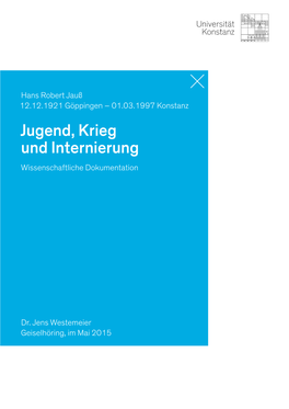 Hans Robert Jauß: Jugend, Krieg Und Internierung