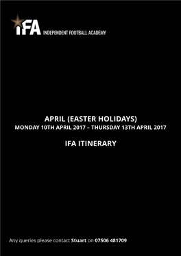 (Easter Holidays) Ifa Itinerary