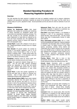 Standard Operating Procedure 15 Measuring Vegetation Quadrats Overview