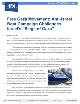 Free Gaza Movement: Anti-Israel Boat Campaign Challenges Israel's "Siege of Gaza"