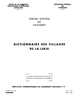 Dictionnaire Des Villages De La Lekié