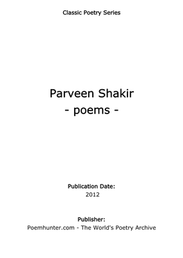 Parveen Shakir - Poems