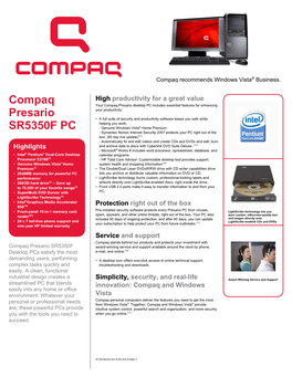 Compaq Presario Data Sheet