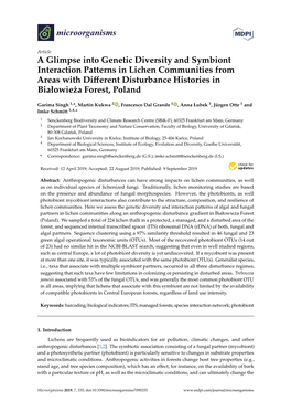 A Glimpse Into Genetic Diversity and Symbiont Interaction Patterns in Lichen Communities from Areas with Diﬀerent Disturbance Histories in Białowie˙Zaforest, Poland