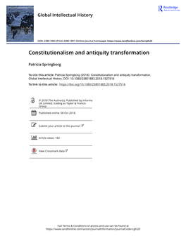 Constitutionalism and Antiquity Transformation*