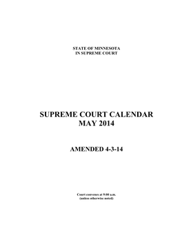 Supreme Court Calendar May 2014