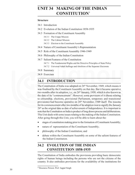 Unit 34 Making of the Indian Constitution*