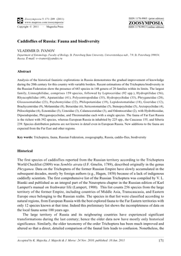 Caddisflies of Russia: Fauna and Biodiversity