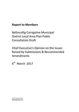 Ballincollig Carrigaline CEO Report