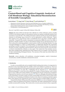 Content-Based and Cognitive-Linguistic Analysis of Cell Membrane Biology: Educational Reconstruction of Scientiﬁc Conceptions