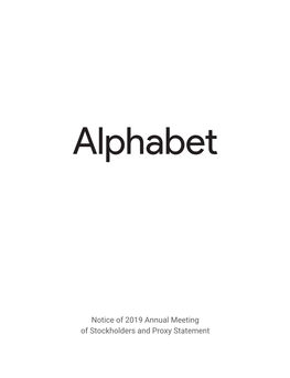 Notice of 2019 Annual Meeting of Stockholders and Proxy Statement