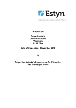 Inspection Report Coleg Cambria 2015