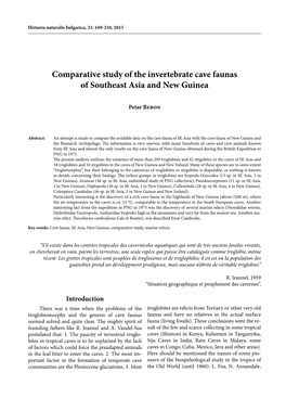 Comparative Study of the Invertebrate Cave Faunas of Southeast Asia and New Guinea
