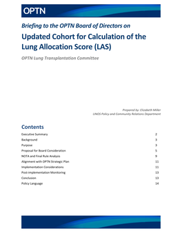 Updated Cohort for Calculation of the Lung Allocation Score (LAS)